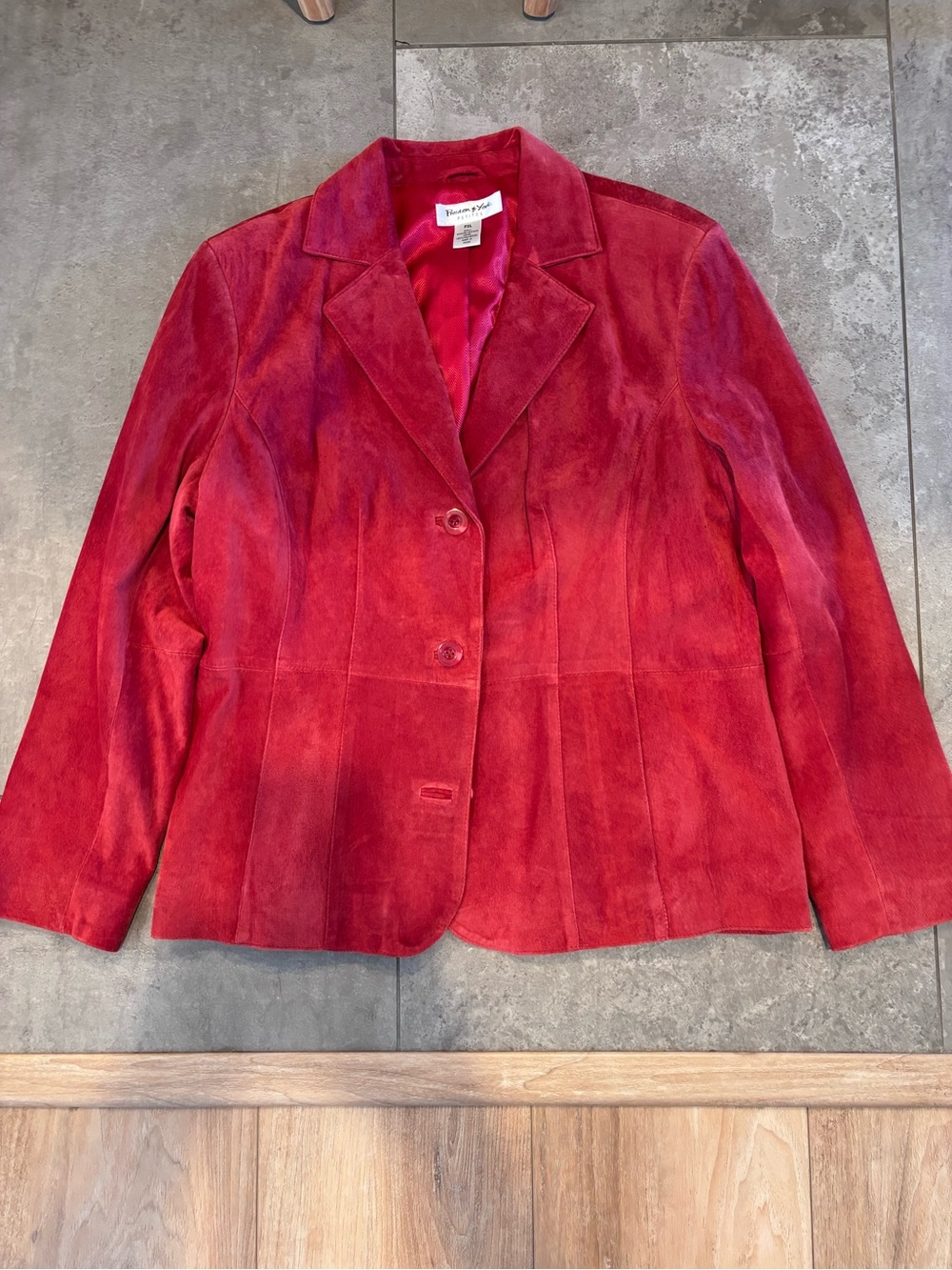 Karen Kane Red Suede three -Button Blazer